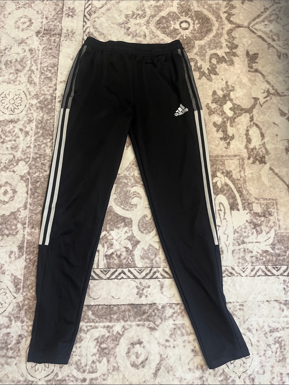 adidas Black Joggers with White Side Stripes